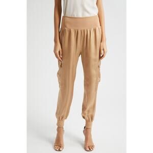 Cinq A Sept 'Giles Cupro' Brown Crop Cargo Joggers Size XXS - NWT